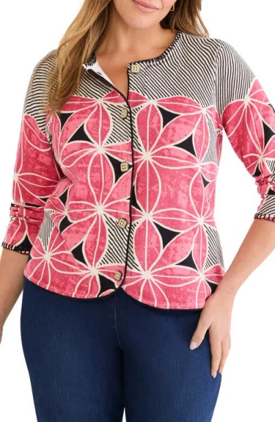 Nic + Zoe Gallery Walk Cardigan In Pink