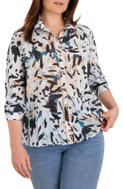Nic + Zoe Nic+zoe Garden Shade Crinkle Shirt In Blue