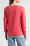 Nic + Zoe Nic+zoe Garter V-neck Cotton Blend Sweater In Punch