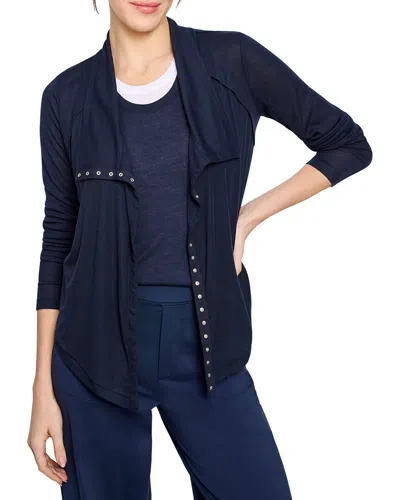Nic + Zoe Nic+zoe Gauzy Snap Front Cardigan In Blue