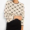 Nic + Zoe Geo Argyle Doubleknit Sweater In Beige With Black Accents In Neutral