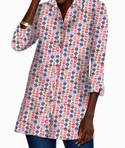 Nic + Zoe Geo Dot Crinkle Shirt In Pkm In Multi
