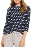 Nic + Zoe Nic+zoe Geo Knit Top In Indigo Multi