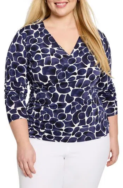 NIC + ZOE NIC+ZOE GEO PEBBLE FAUX WRAP TOP