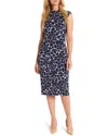 Nic + Zoe Geo Pebble Side Ruche Knit Dress In Indigo Multi