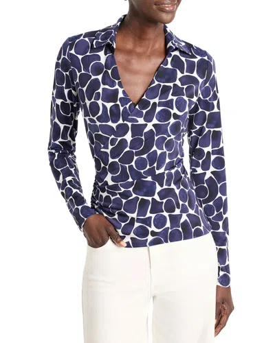 Nic + Zoe Geo Pebble Wrap Top In Indigo Multi