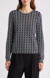 Nic + Zoe Nic+zoe Geo Print Reversible Sweater In Blue Multi