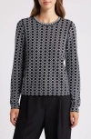 Nic + Zoe Nic+zoe Geo Print Reversible Sweater In Blue Multi