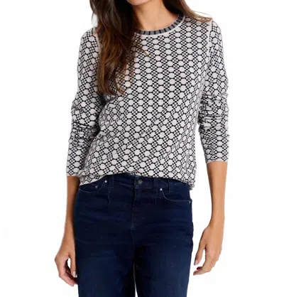 Nic + Zoe Geo Reversible Sweater In Indigo Multi