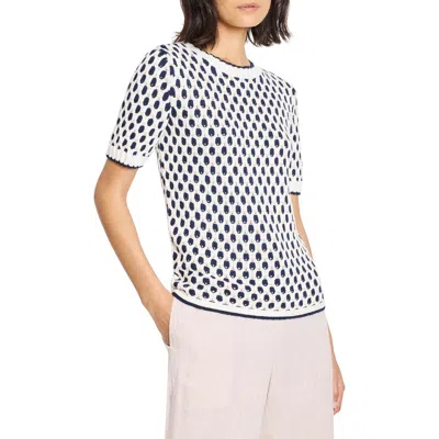 NIC + ZOE NIC+ZOE GEO TUCK STITCH SHORT SLEEVE SWEATER