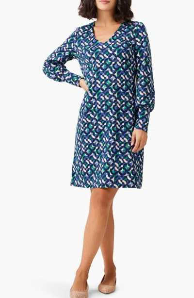 Nic + Zoe Geo Waves Dress In Blue Multi