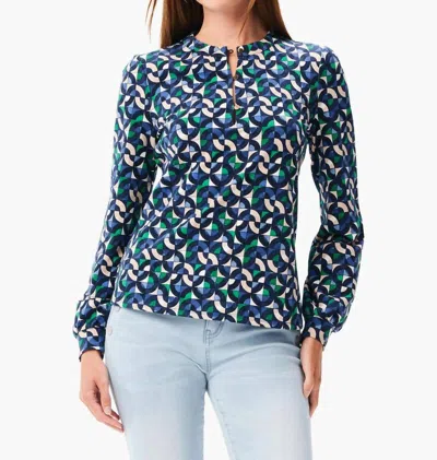 Nic + Zoe Geo Waves Top In Blue Multi