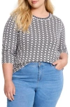 Nic + Zoe Nic+zoe Geometric Reversible Jacquard Sweater In Indigo Multi