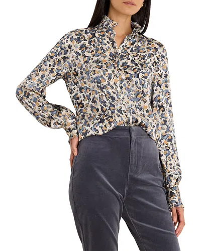 Nic + Zoe Nic+zoe Gilded Flakes Ruffle Trim Shirt In Multi