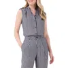 Nic + Zoe Gingham Sleeveless Button-up Shirt In Black Multi