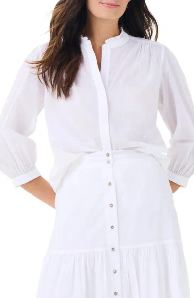 Nic + Zoe Girlfriend Cotton Button-up Shirt In Paper White