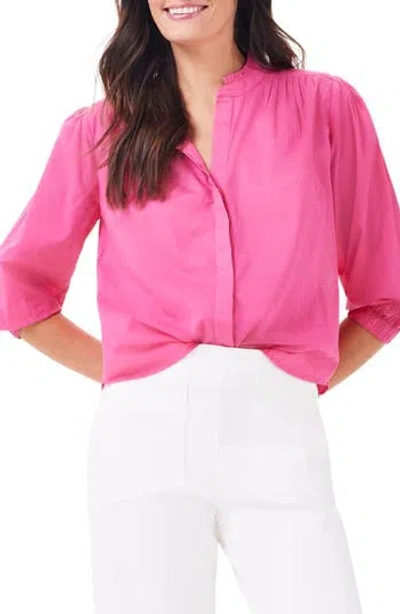 Nic + Zoe Nic+zoe Girlfriend Cotton Button-up Shirt In Wild Pink