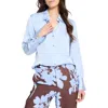 Nic + Zoe Nic+zoe Glossy Button-up Shirt In Powder Blue
