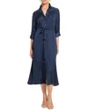 Nic + Zoe Nic+zoe Julie Crinkle Satin Midi Dress In Blue
