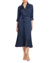 Nic + Zoe Nic+zoe Julie Crinkle Satin Midi Dress In Dark Indigo