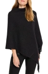 Nic + Zoe Nic+zoe Go To Metallic Fringe Trim Poncho In Black Onyx