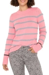 Nic + Zoe Nic+zoe Go To Stripe Cotton Sweater In Pink