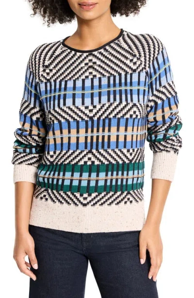 Nic + Zoe Nic+zoe Graphic Stripe Cotton Blend Sweater In Multi