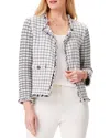 Nic + Zoe Grid Fringe Mix Knit Pocket Jacket In Cream Mlt