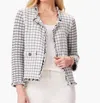 Nic + Zoe Grid Fringe Mix Knit Pocket Jacket In Cream Mlt In Multi