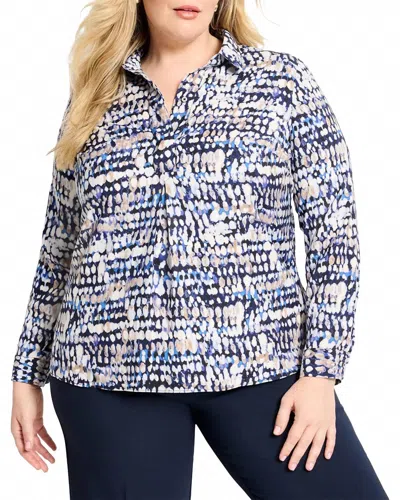 Nic + Zoe Harvest Dot Blouse In Blue Multi