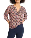 Nic + Zoe Nic+zoe Harvest Ikat V-neck Top In Blue