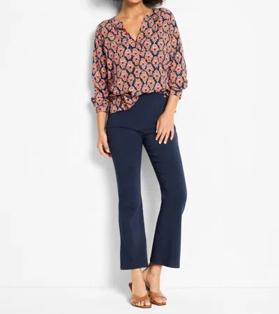 Nic + Zoe Harvest Ikat Top In Red Multi In Blue