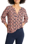 Nic + Zoe Nic+zoe Harvest Ikat V-neck Top In Multi