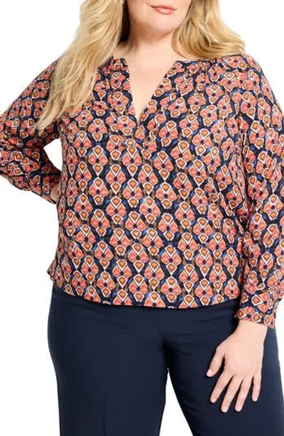 Nic + Zoe Nic+zoe Harvest Ikat V-neck Top In Multi