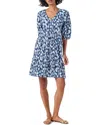 Nic + Zoe Nic+zoe Hazy Blues Elbow Sleeve V-neck Dress