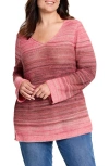 Nic + Zoe Nic+zoe Hazy Shades Linen Blend Sweater In Pink Multi