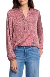 Nic + Zoe Red Herringbone Stamp Top