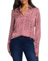 Nic + Zoe Nic+zoe Herringbone Stamp Button Front Shirt In Red
