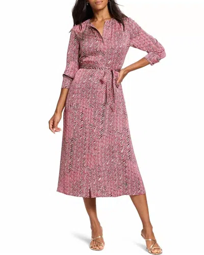 NIC + ZOE HERRINGBONE STAMP LOREN DRESS IN RED MULTI