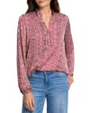 Nic + Zoe Red Herringbone Stamp Top In Red Multi