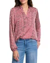 Nic + Zoe Red Herringbone Stamp Top