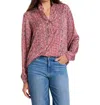 Nic + Zoe Red Herringbone Stamp Top In Multi