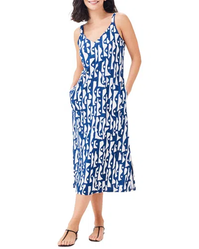 Nic + Zoe Nic+zoe High Seas Linen-blend Tank Dress In Blue