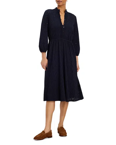 Nic + Zoe Nic+zoe High Tea Knit Eyelet Midi Dress In Blue