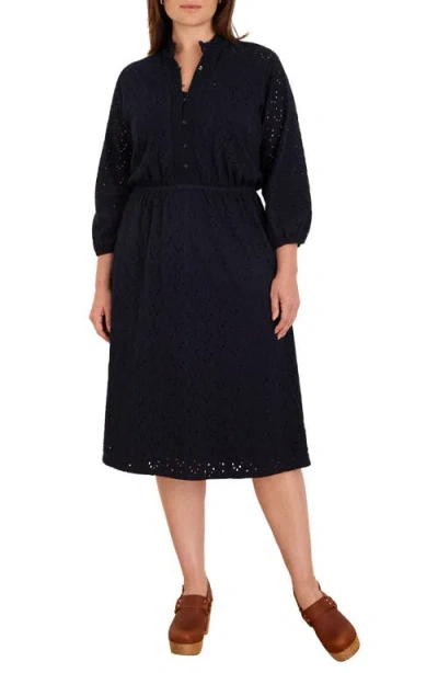 Nic + Zoe Nic+zoe High Tea Knit Eyelet Midi Dress In Black