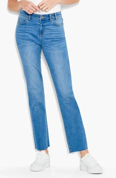 NIC + ZOE NIC+ZOE HIGH WAIST RAW HEM ANKLE STRAIGHT LEG JEANS