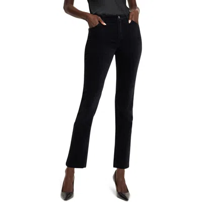 Nic + Zoe Nic+zoe High Waist Stretch Velveteen Straight Leg Ankle Pants In Black Onyx