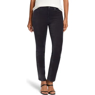 Nic + Zoe Nic+zoe High Waist Stretch Velveteen Straight Leg Ankle Pants In Charcoal