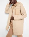 Nic + Zoe Hooded Quilted Reversible Coat In Neutral Multi In Beige