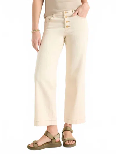 NIC + ZOE HORN BUTTON WIDE LEG JEANS IN CREAM
